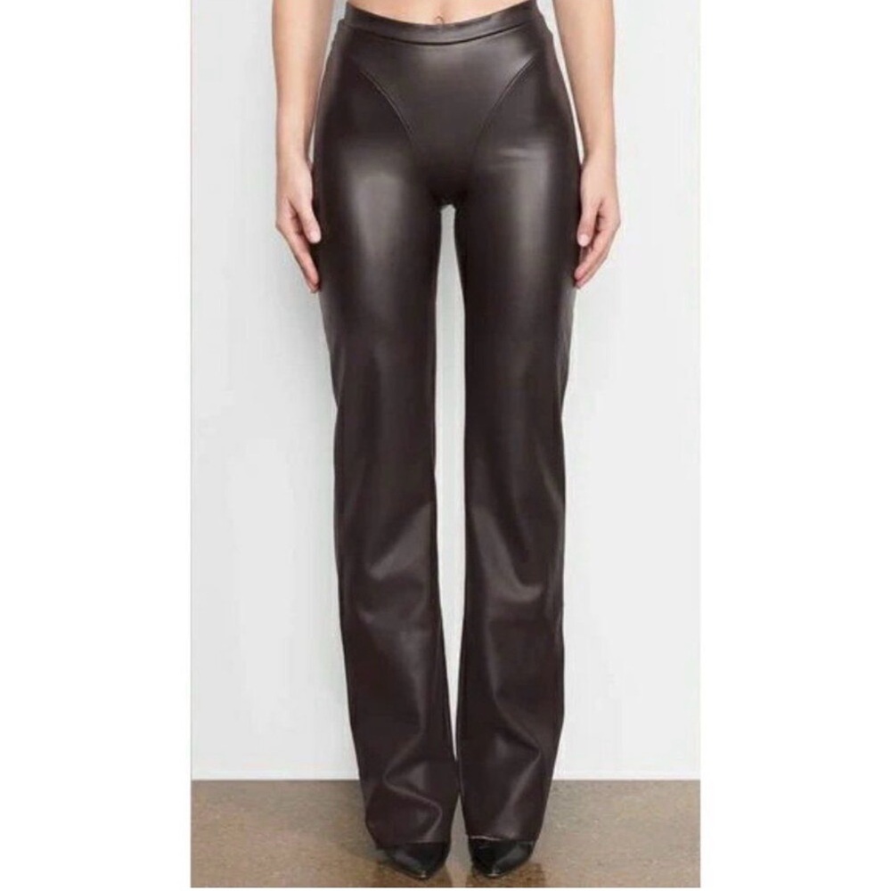 SKIMS Espresso Faux Leather Bootcut Pants